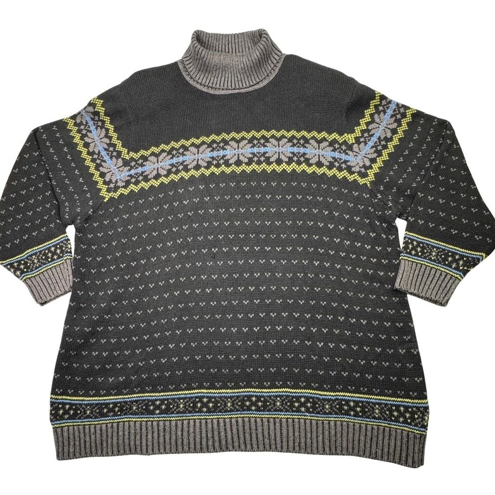 Vintage 90s Lane Bryant Turtleneck Sweater 22/24 Fair‎ Isle Knit Ramie Cotton